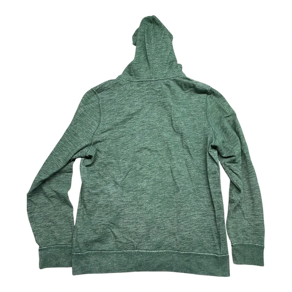 Y2K Hollister Mens Full Zip Hoodie Green Heather Marl Fleece Sweatshirt XL Logo